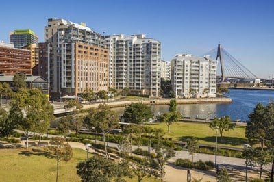 Pyrmont residential buildings and commercial businesses